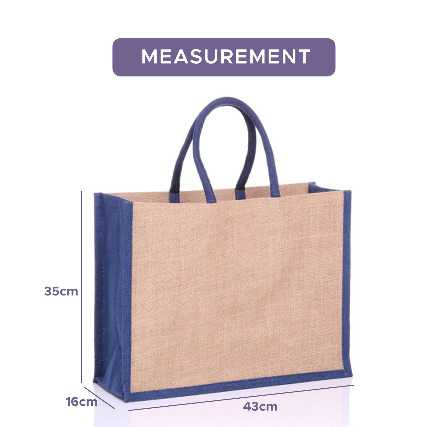 Bag2u TwoTone Jute Bag Tote Bag Color Handle Shopping Jute Bag