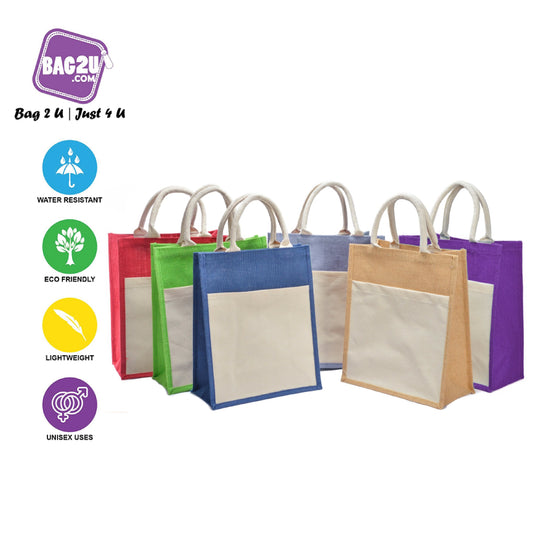 Bag2u A4 Jute Bag Plain Tote Bag