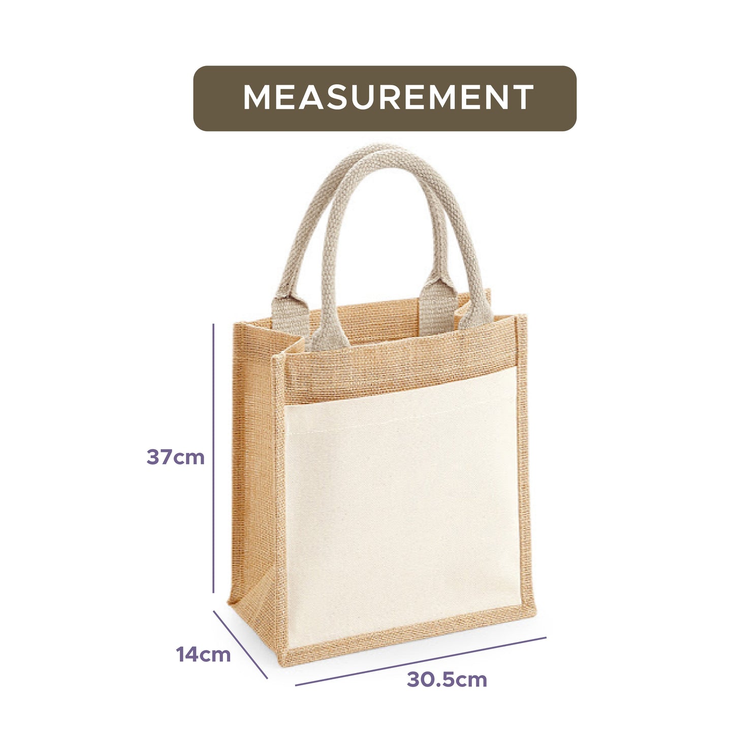 Bag2u A4 Jute Bag Plain Tote Bag