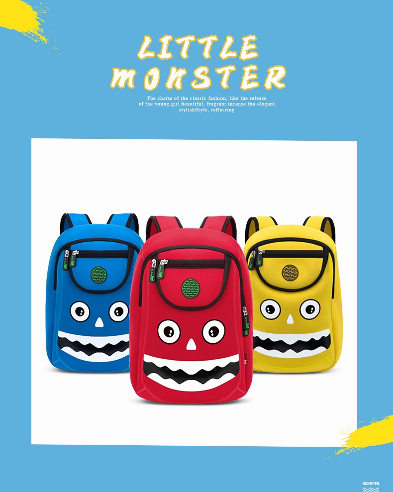 NOHOO Kid Happy Monster Design Children Boy Travel School Bag Beg Sekolah Bag A4