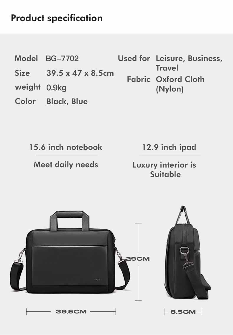 Bange Animuz Document Sling Bag Big Capacity Easy Carry Business Travel Laptop Sling Document Bag (15.6")