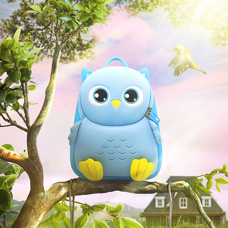 NOHOO Kid Backpack Owl (Blue)